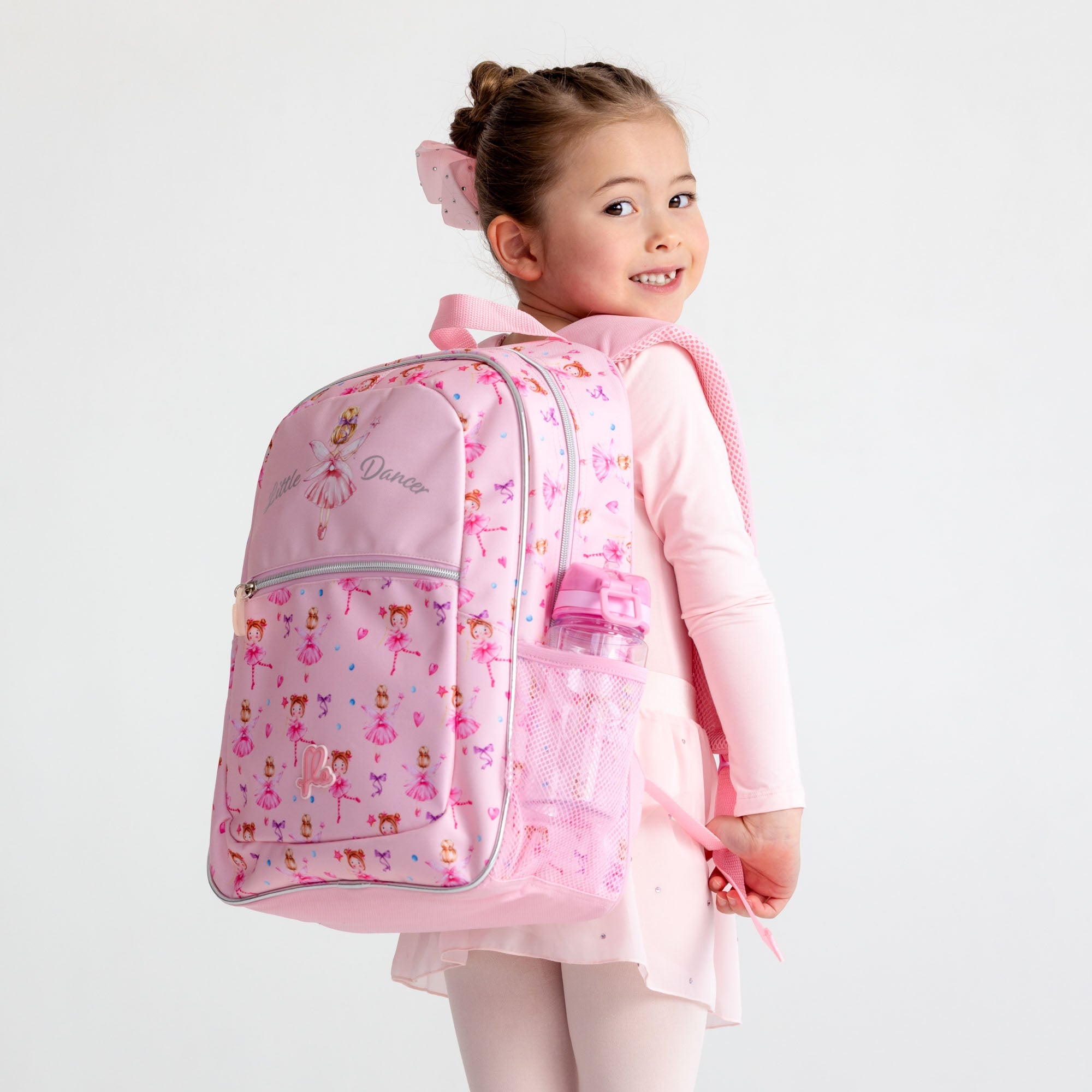 Back To Ballet School Backpack in Pink Ballerina Print Flo Dancewear