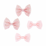 Girls Ballet Pink Glitter Hair Bows Kit