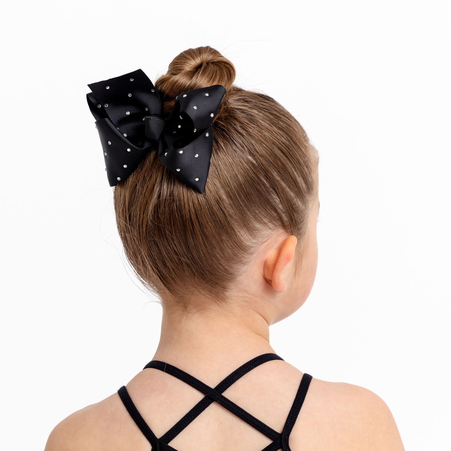 Flo Dancewear Girls Diamanté Hair Bow in Black