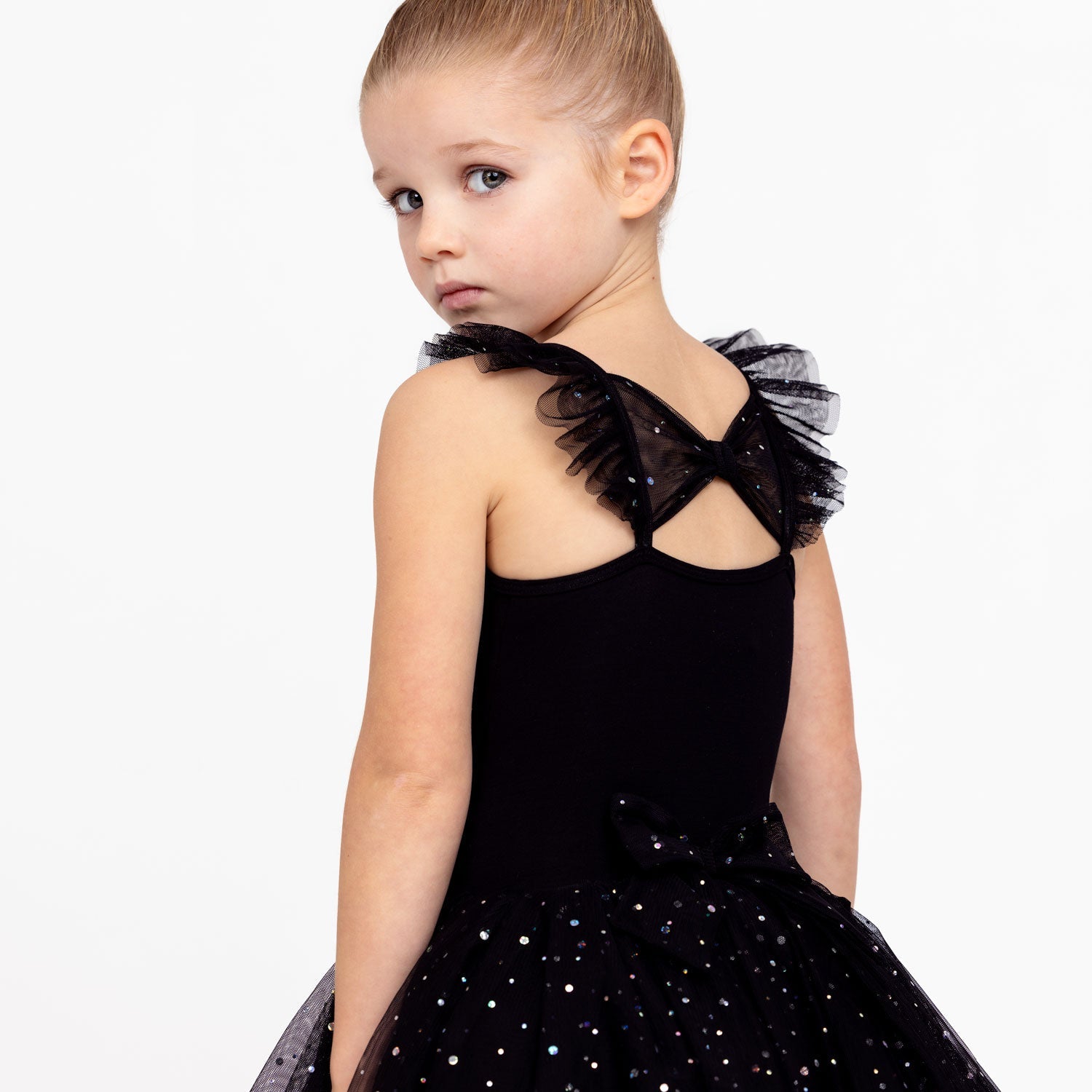Melania: Girls Sequin Tutu Dress with Bows in Black – Flo Dancewear