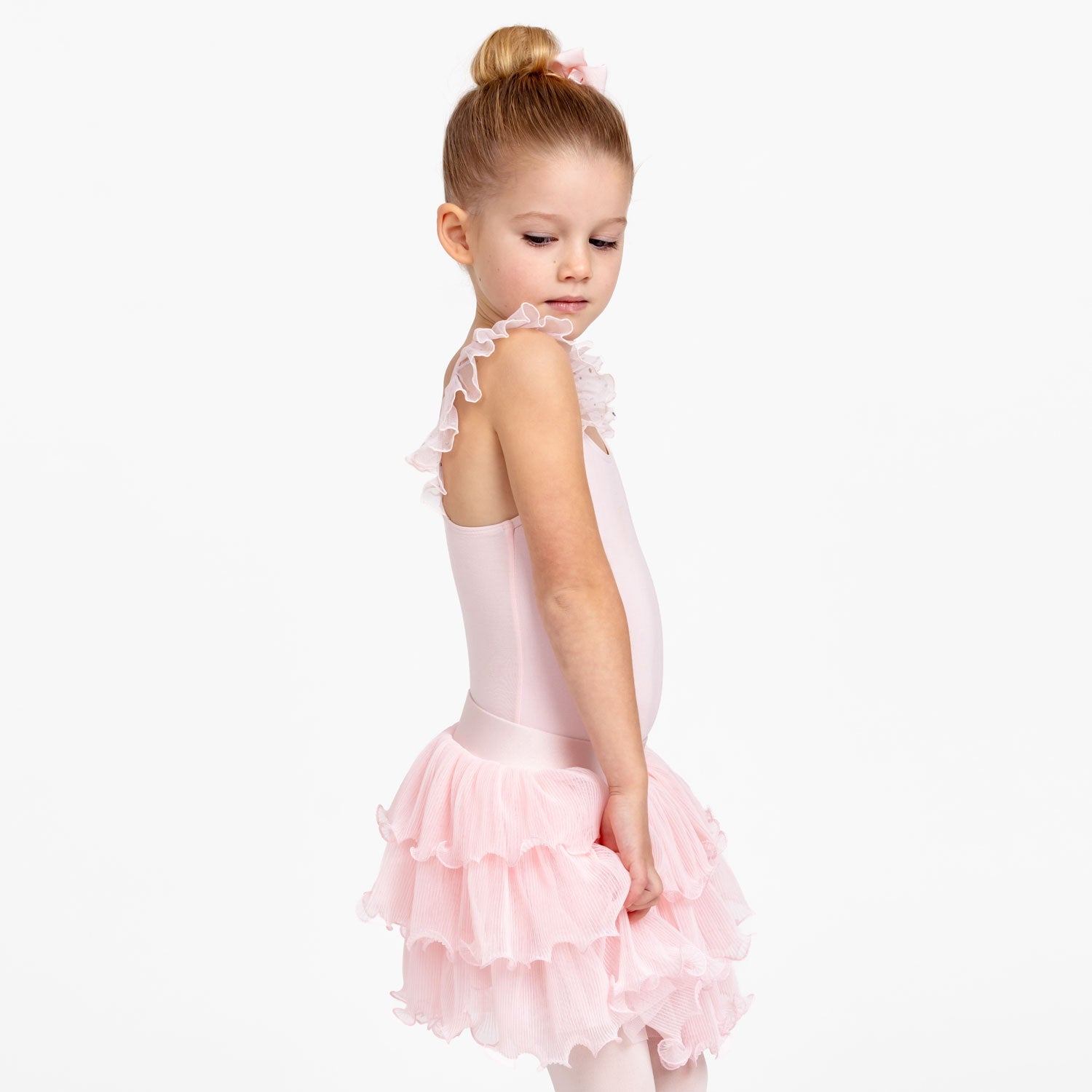Flo Dancewear Girls Ballet Pink Layered Tutu with Lettuce Hem 