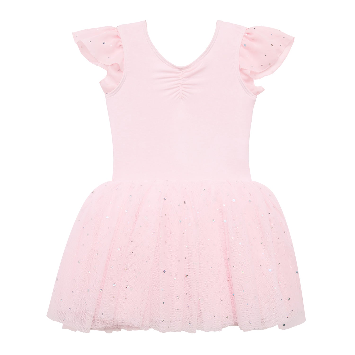 Flo Dancewear Girls Tutu Dress with Flutter Sleeve in Pink 