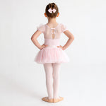 Flo Dancewear Girls Puff Sleeve Leotard with Sequins in Ballet Pink