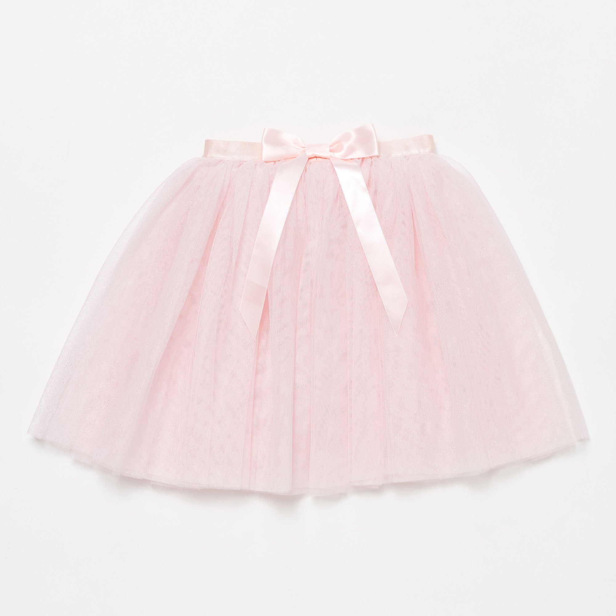 Flo Dancewear Girls Long Glitter Tulle Tutu Skirt with Bow in Ballet Pink