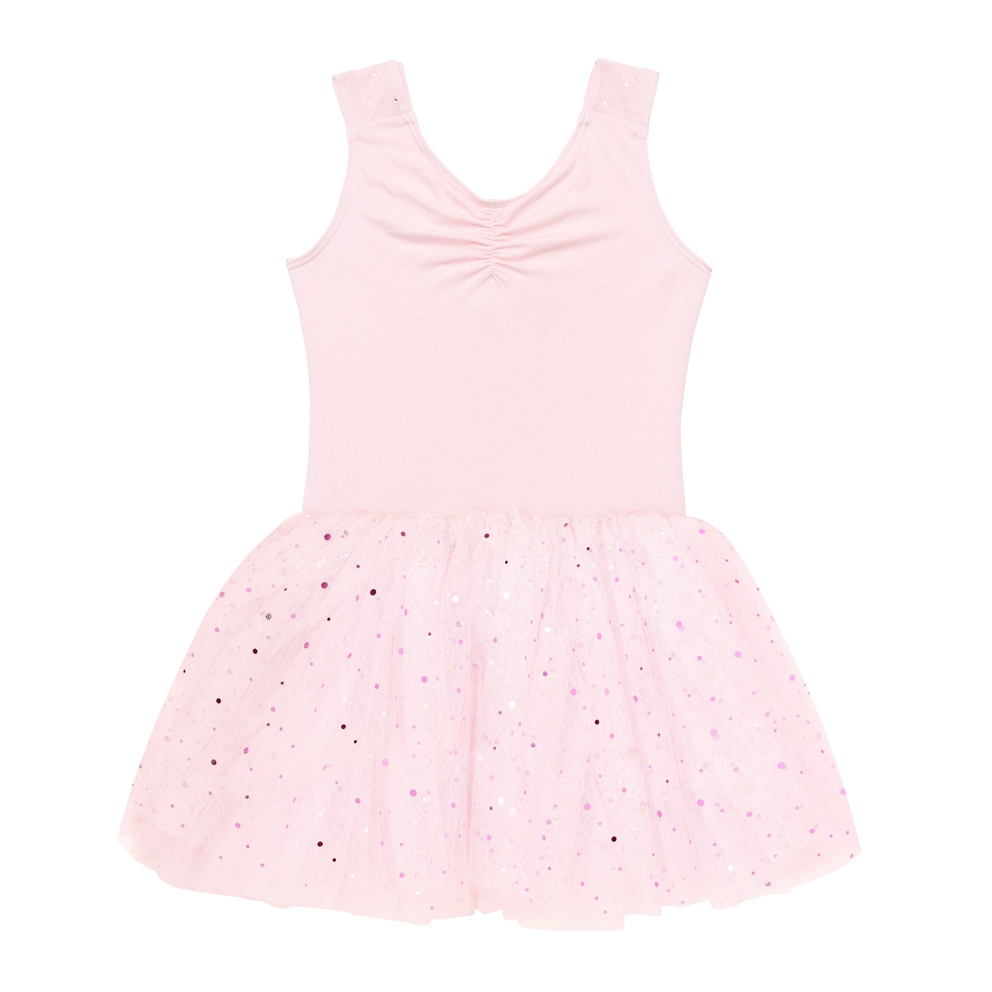 Flo Dancewear Girls Pink Tutu Dress with Sequin Cross Back 