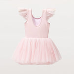 Flo Dancewear Girls Pearl Detail Tutu Dress with Frill Sleeve in Ballet Pink